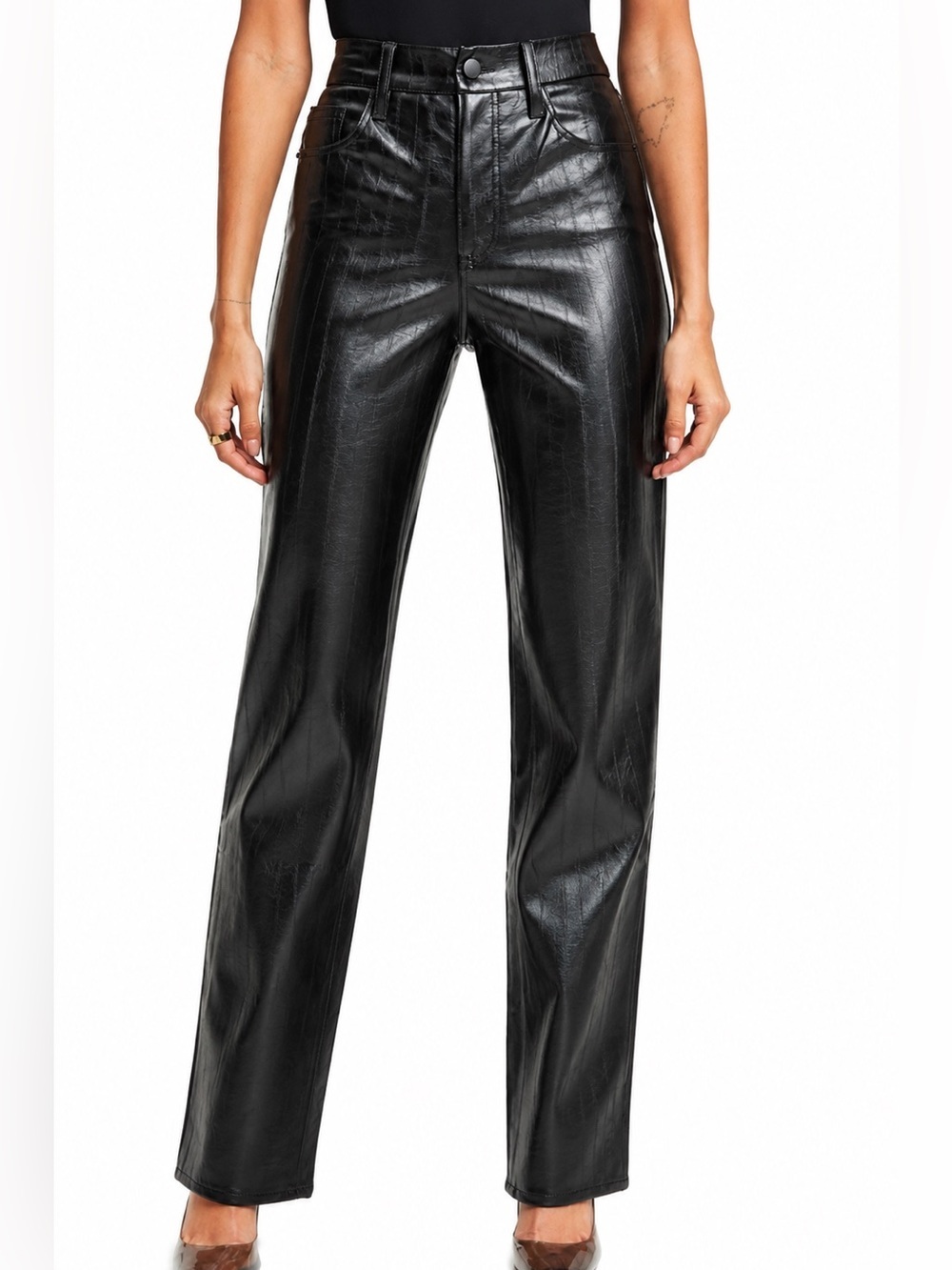 Good American Good Icon faux leather pants, size 10
